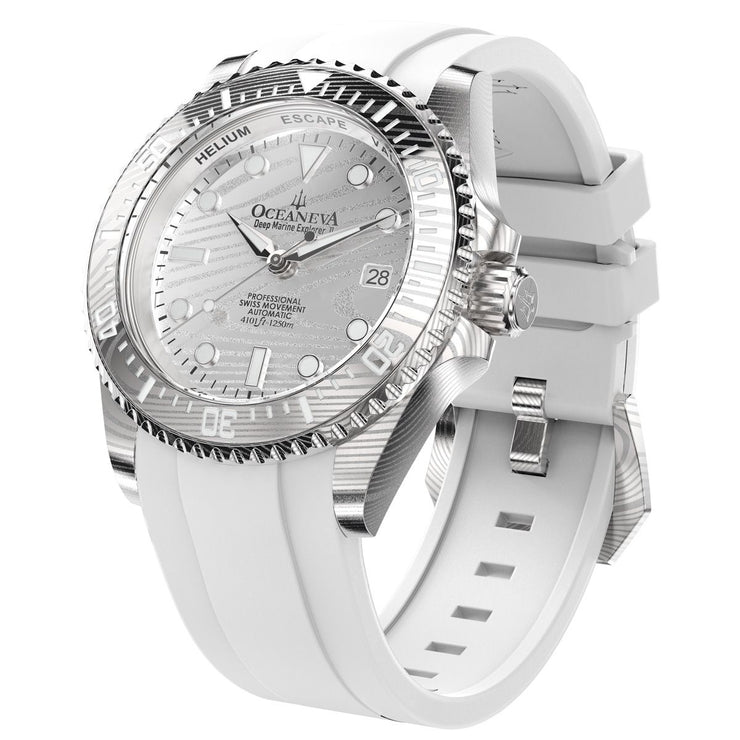 Oceaneva Deep Marine Explorer II Damascus Silver White Limited Edition
