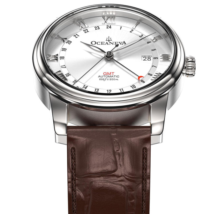 Oceaneva OceanTrek GMT 200m Silver Brown angled shot picture