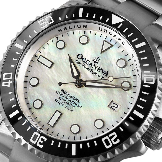 Oceaneva Titanium Deep Marine Explorer II Automatic Mother of Pearl Li ...