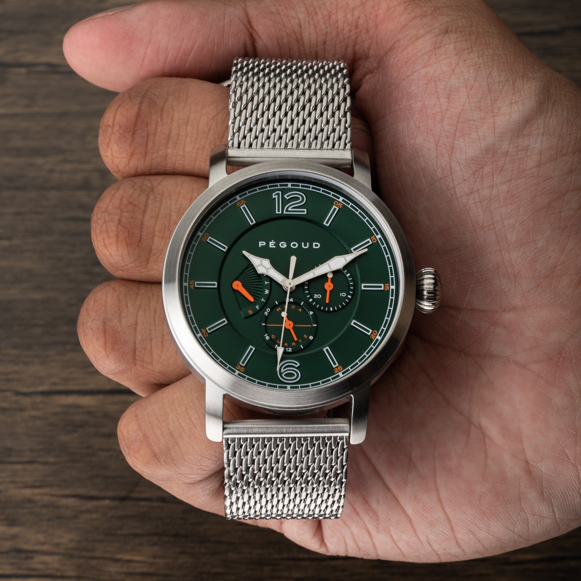 Pegoud Premiere Retro Calendar Meca-Quartz Chronograph Green
