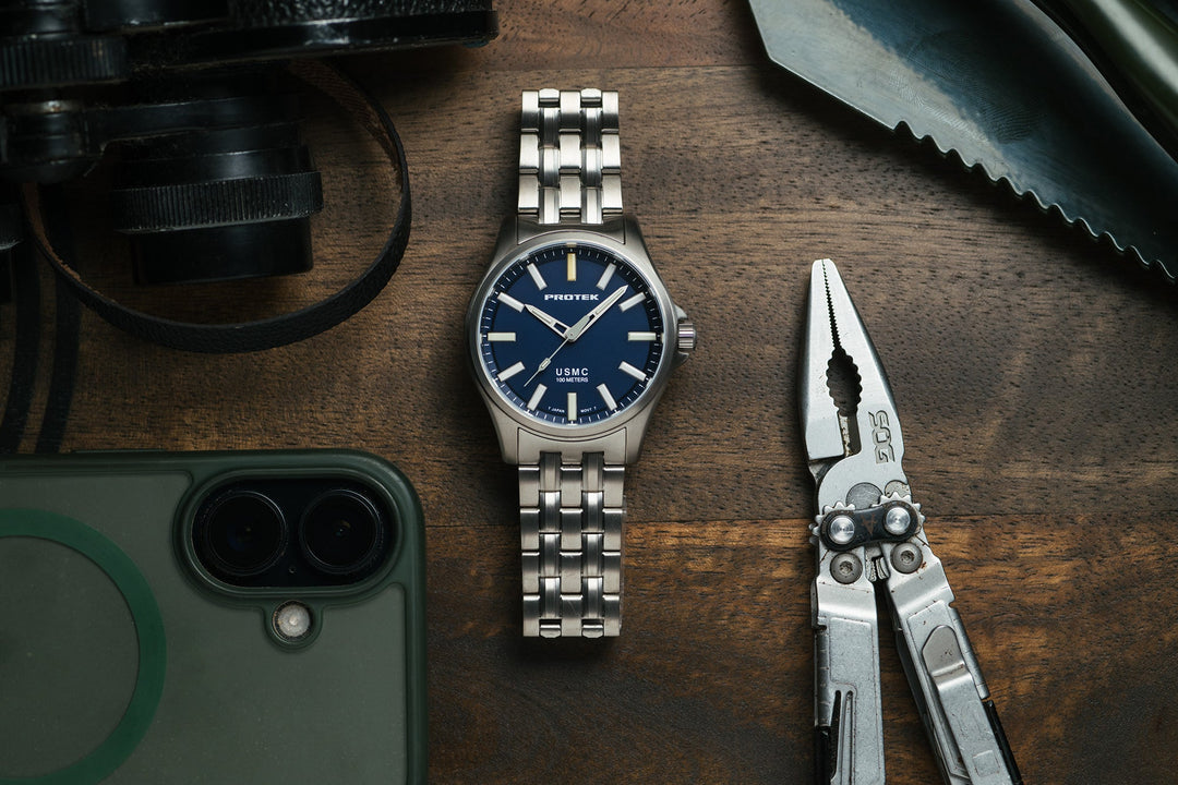 ProTek PT3103BR USMC Field Titanium Navy SS – Watches.com