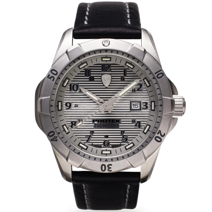 ProTek Steel Dive 2000 Series Tritium Silver PT2004 angled shot picture