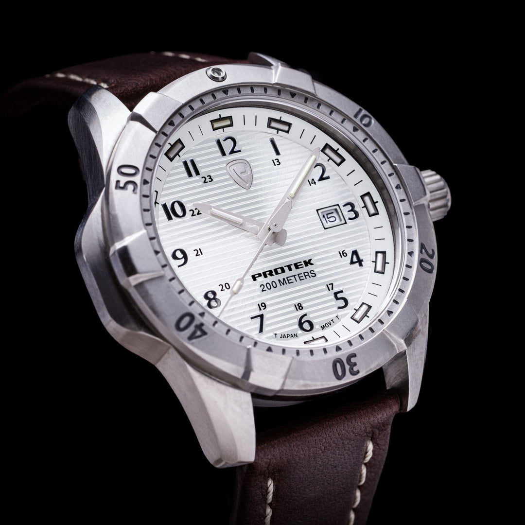 ProTek Steel Dive 2000 Series Tritium White Brown | Watches.com