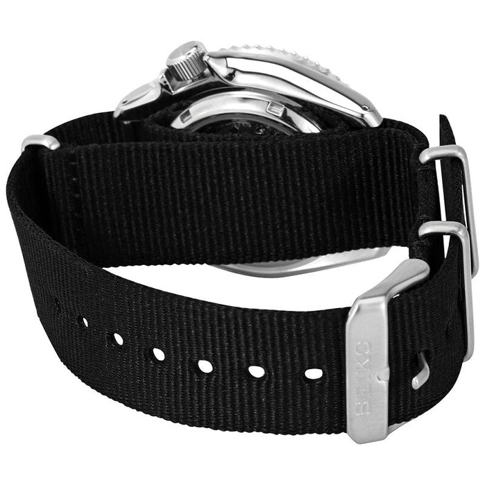 Seiko 5 Sports SYX Black Dial / Black Nylon Strap Black Dial angled shot picture