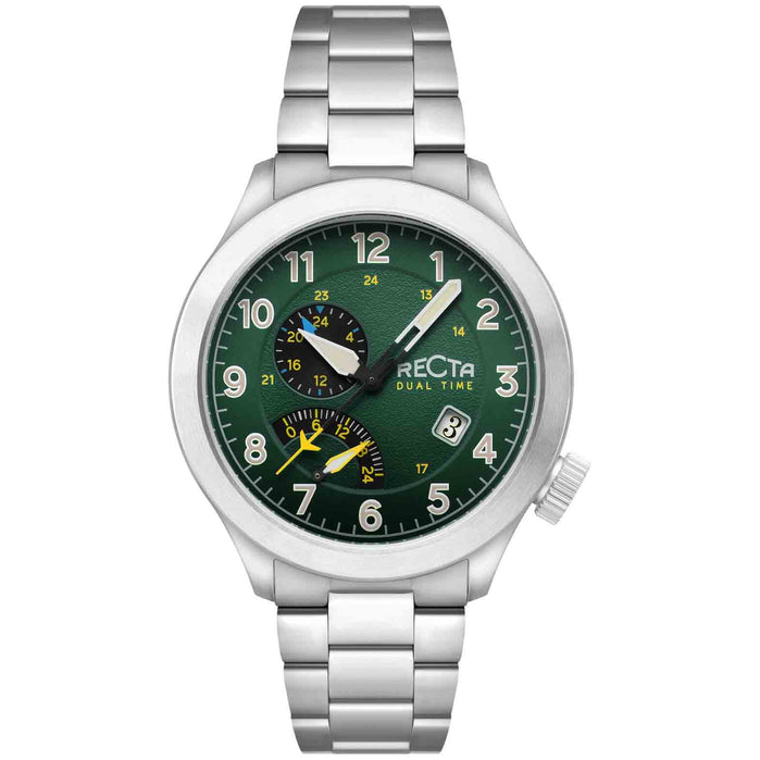 Recta Altitude Retrograde Dual Time Hunter Green angled shot picture