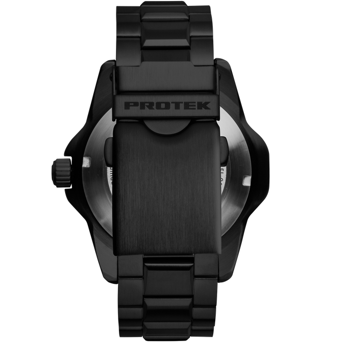 ProTek Steel Dive PT2217BR Automatic SS Black Sand angled shot picture
