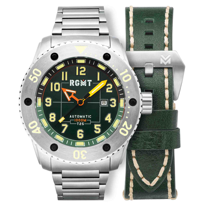 RGMT All-Brite Tritium Automatic Basil Green angled shot picture
