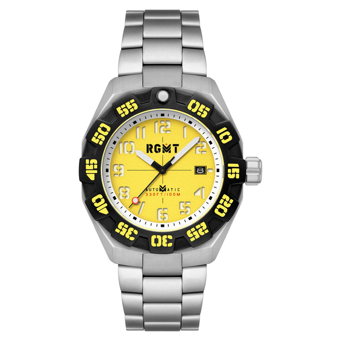 RGMT Field Master Automatic Tuscan Yellow angled shot picture