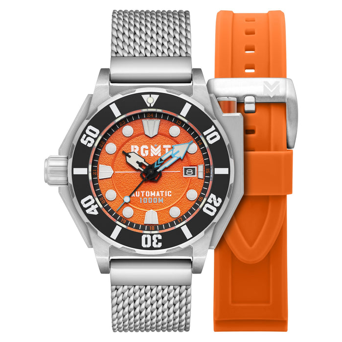RGMT Torpedo Automatic Diver Tangerine Orange angled shot picture