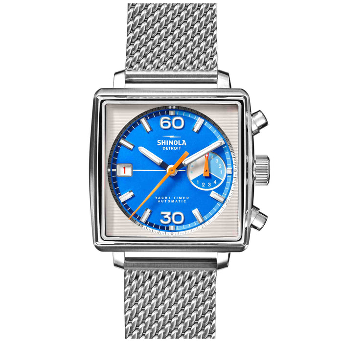 Shinola Mackinac Yacht Timer 40mm Automatic Chrono Blue Limited Edition angled shot picture