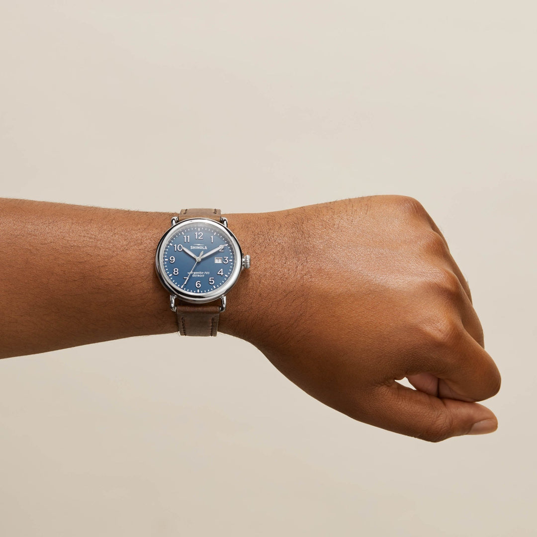 Shinola Runwell 41mm Blue Brown | Watches.com