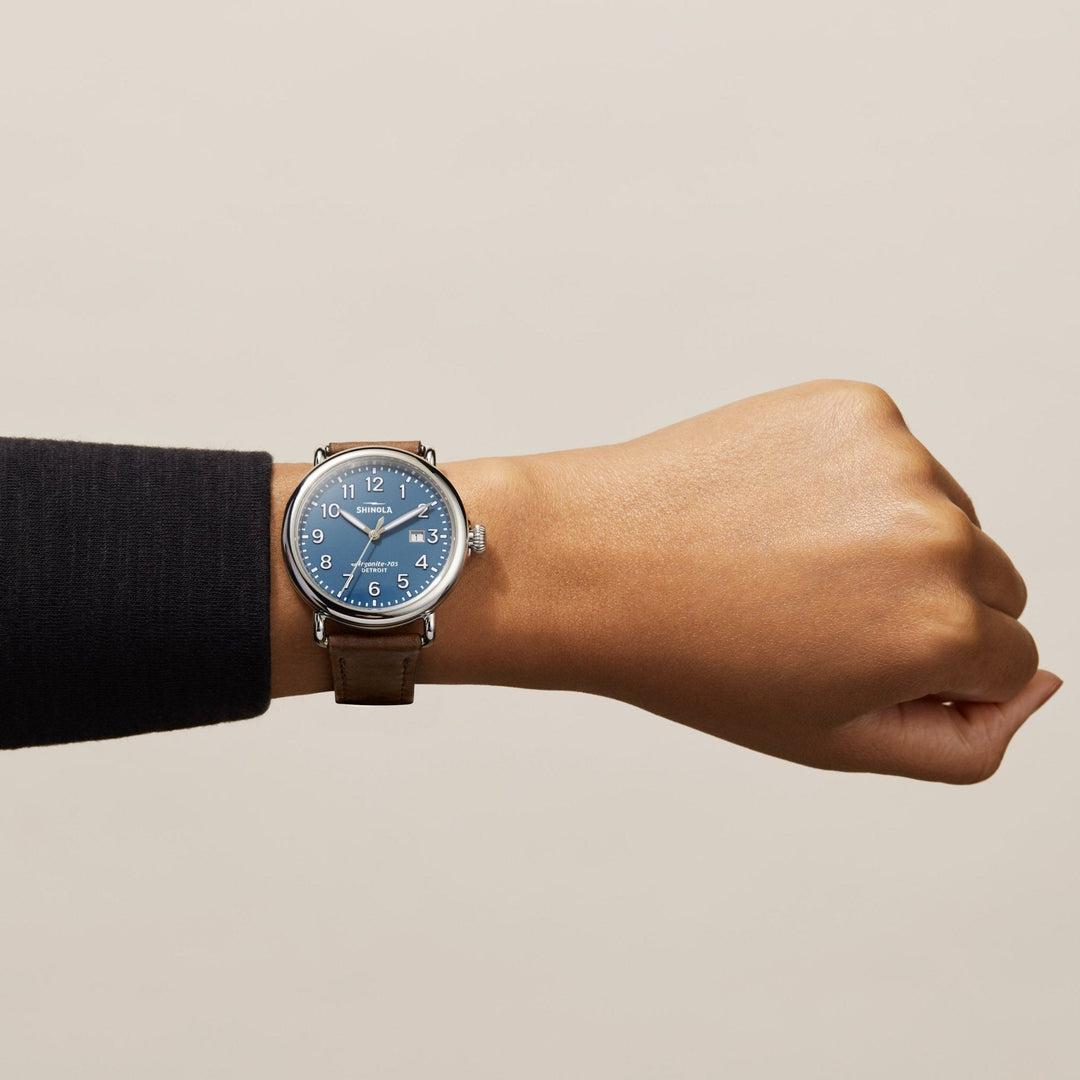 Shinola Runwell 41mm Blue Brown | Watches.com