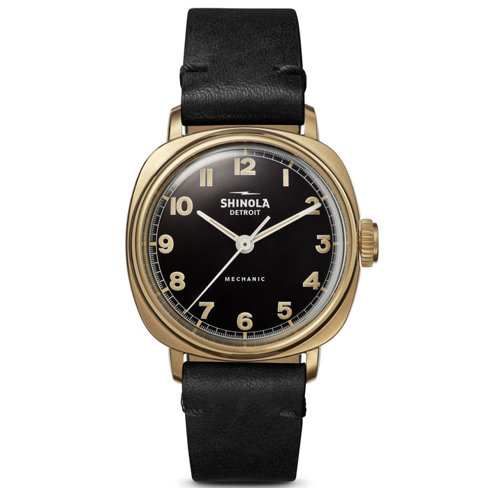 Shinola The Mechanic Hand Wind 39mm Khaki Black angled shot picture