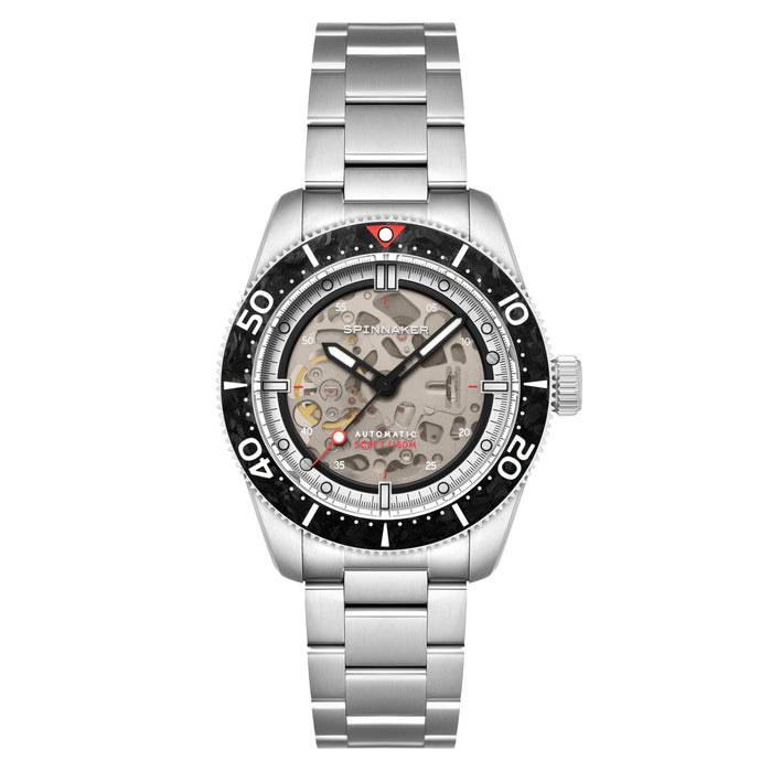 Spinnaker Croft 42 Skeleton Automatic Carbon Black angled shot picture