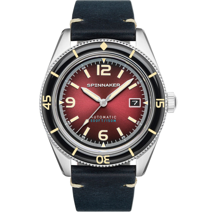 Spinnaker Fleuss Automatic Oxblood Red angled shot picture