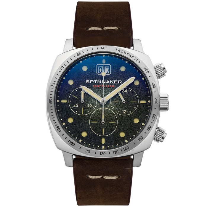 Spinnaker Hull Chronograph Green Brown angled shot picture