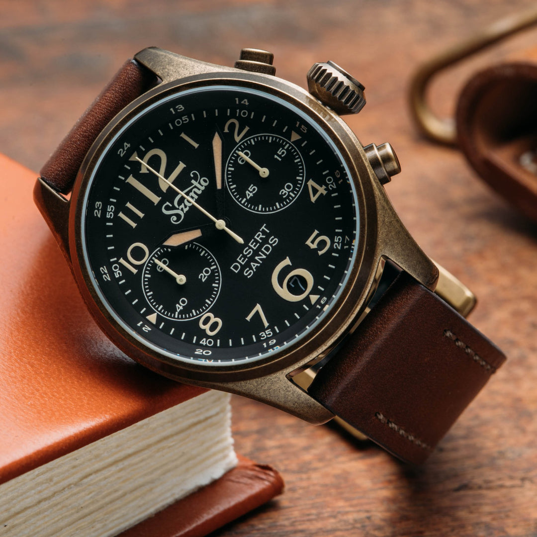 Szanto Desert Sands Antique Gold Black Brown | Watches.com