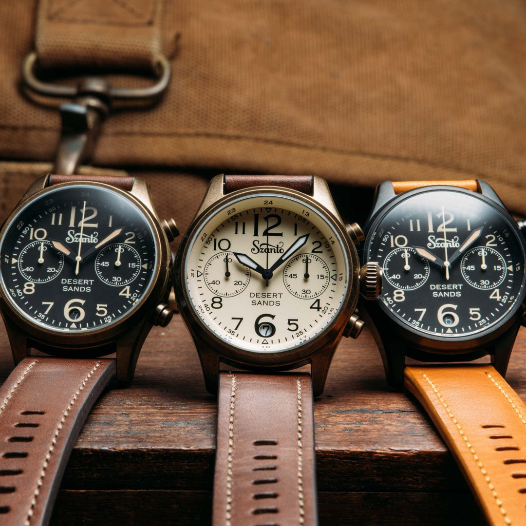 Szanto Desert Sands Antique Gold Black Brown | Watches.com