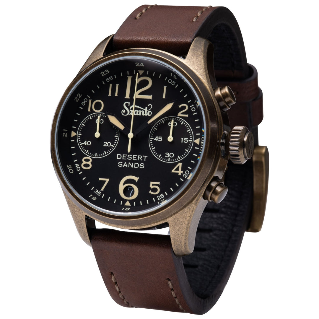 Szanto Desert Sands Antique Gold Black Brown | Watches.com