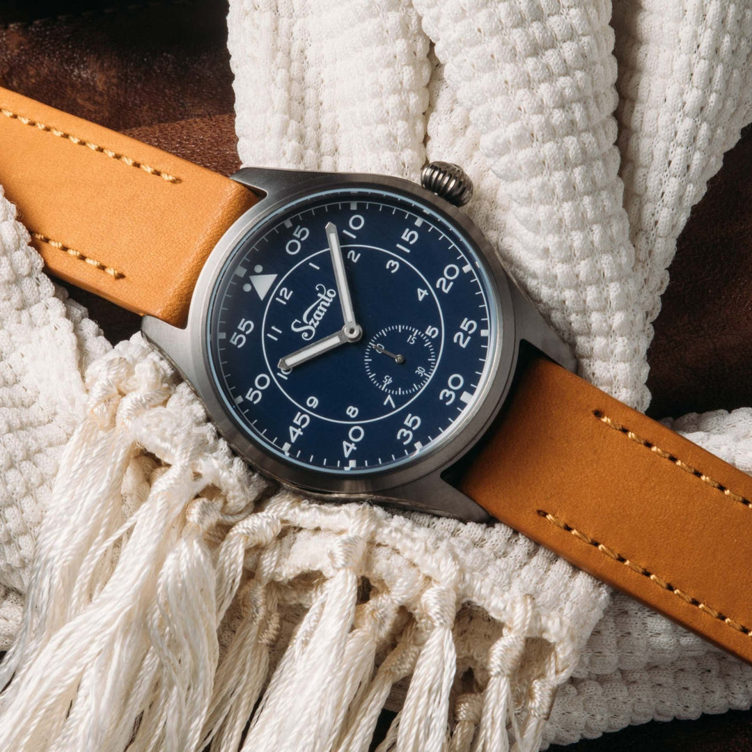 Szanto Heritage Aviator Blue Tan | Watches.com