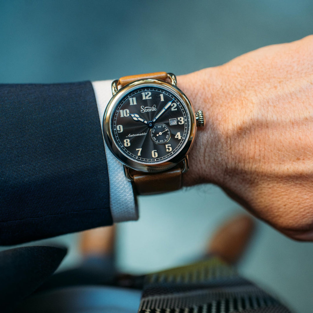 Szanto Officer's Classic Automatic Black Tan | Watches.com