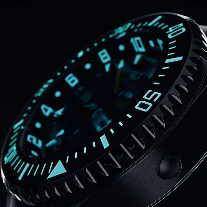 Oceaneva 6000m Marine Explorer VI GMT Automatic Grade 5 Titanium Blue Black Limited Edition angled shot picture