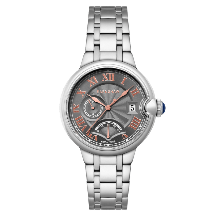 Thomas Earnshaw Barallier Retrograde Dual Time Midnight Grey angled shot picture