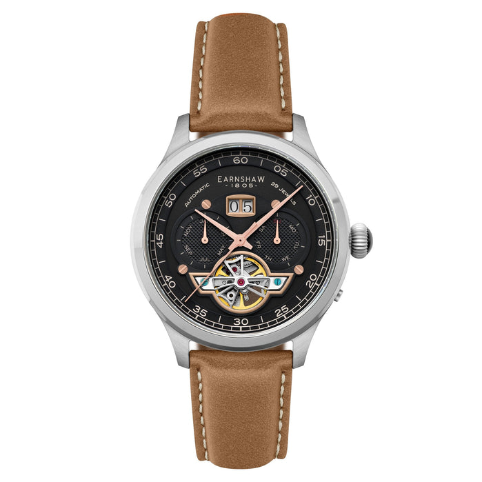 Thomas Earnshaw Baron Grand Date Calendar Open Heart Automatic Abbey Black angled shot picture