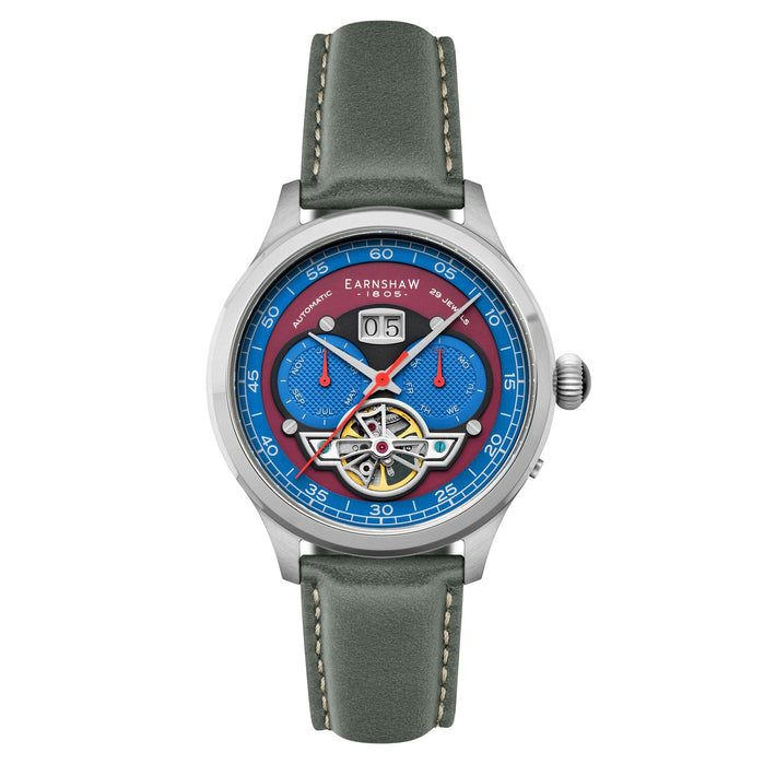 Thomas Earnshaw Baron Grand Date Calendar Open Heart Automatic English Blue angled shot picture