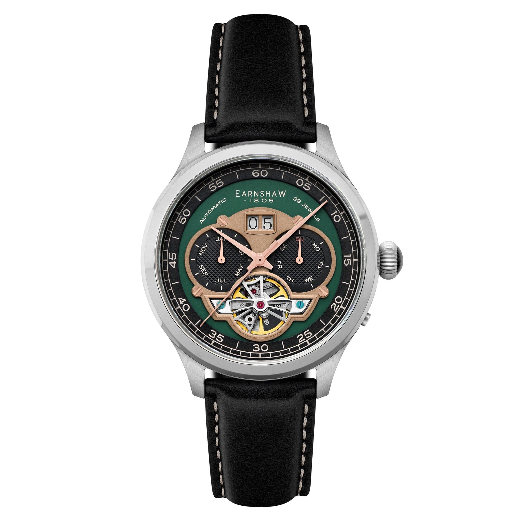 NWT Thomas Earnshaw Baron Grand Date Calendar Open Heart Grey Dial Men\'s Watch Baron Grand Date Calendar Open Heart Automatic Blue / Steel  main image 2