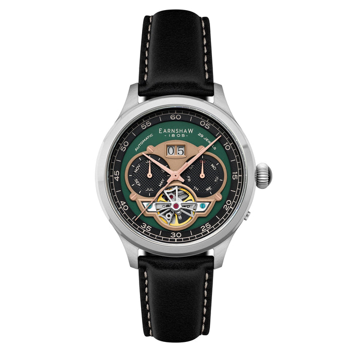 Thomas Earnshaw Baron Grand Date Calendar Open Heart Automatic Vintage Green angled shot picture