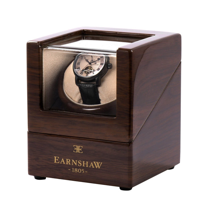 Thomas Earnshaw Brown Wooden Winder Box angled shot picture