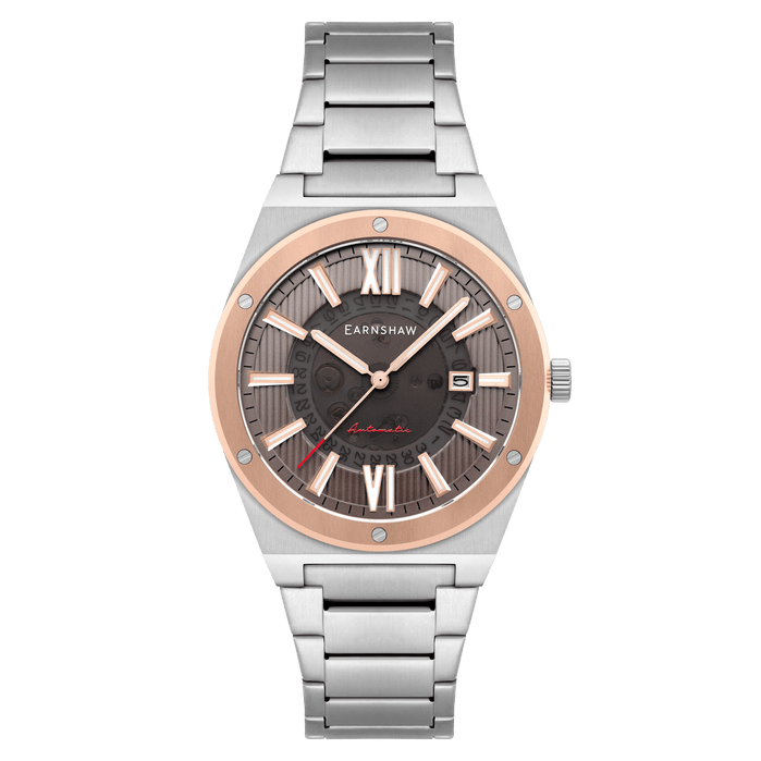 Thomas Earnshaw Discovery Drake Skeleton Automatic Copper Steel angled shot picture