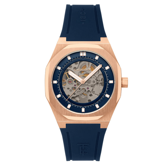 Thomas Earnshaw Discovery Drake Skeleton Automatic Roman Blue angled shot picture