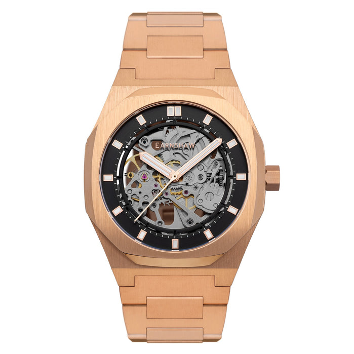 Thomas Earnshaw Discovery Drake Skeleton Automatic Treasury Rose Gold angled shot picture