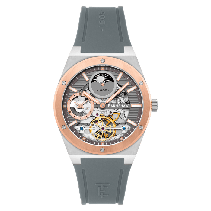 Thomas Earnshaw Drake Dual Time Automatic Copper Grey angled shot picture