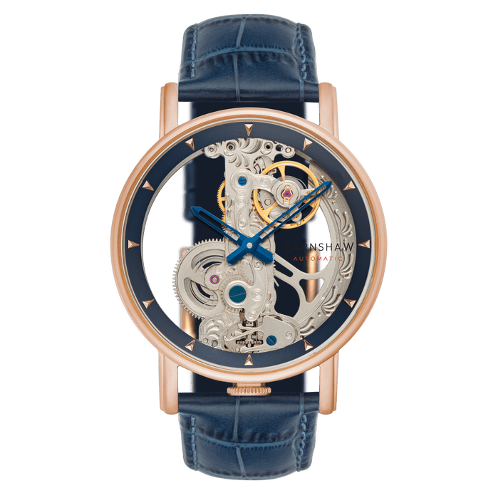 Thomas Earnshaw Engineer Fowler Bridge Automatic Blue Rose Gold angled shot picture