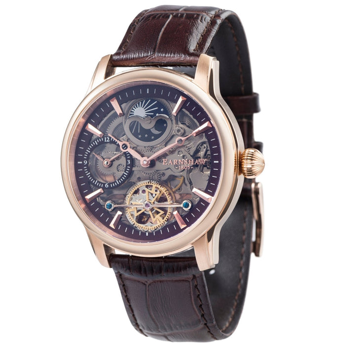 Thomas Earnshaw Heritage Longitude Shadow Automatic Cherry Brown angled shot picture