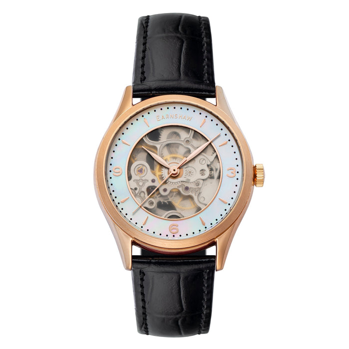 Thomas Earnshaw Isabella Skeleton Automatic 3 Hands Rose Gold Mother Of Pearl angled shot picture