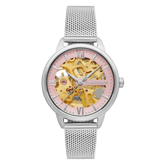 Thomas Earnshaw Anning Skeleton Automatic 3 Hands Warm Pink angled shot picture