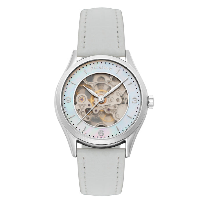 Thomas Earnshaw Isabella Skeleton Automatic 3 Hands Mother Of Pearl White angled shot picture