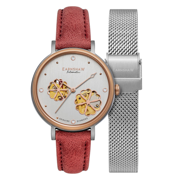 Thomas Earnshaw Nightingale Diamond Skeleton Automatic Mauve angled shot picture