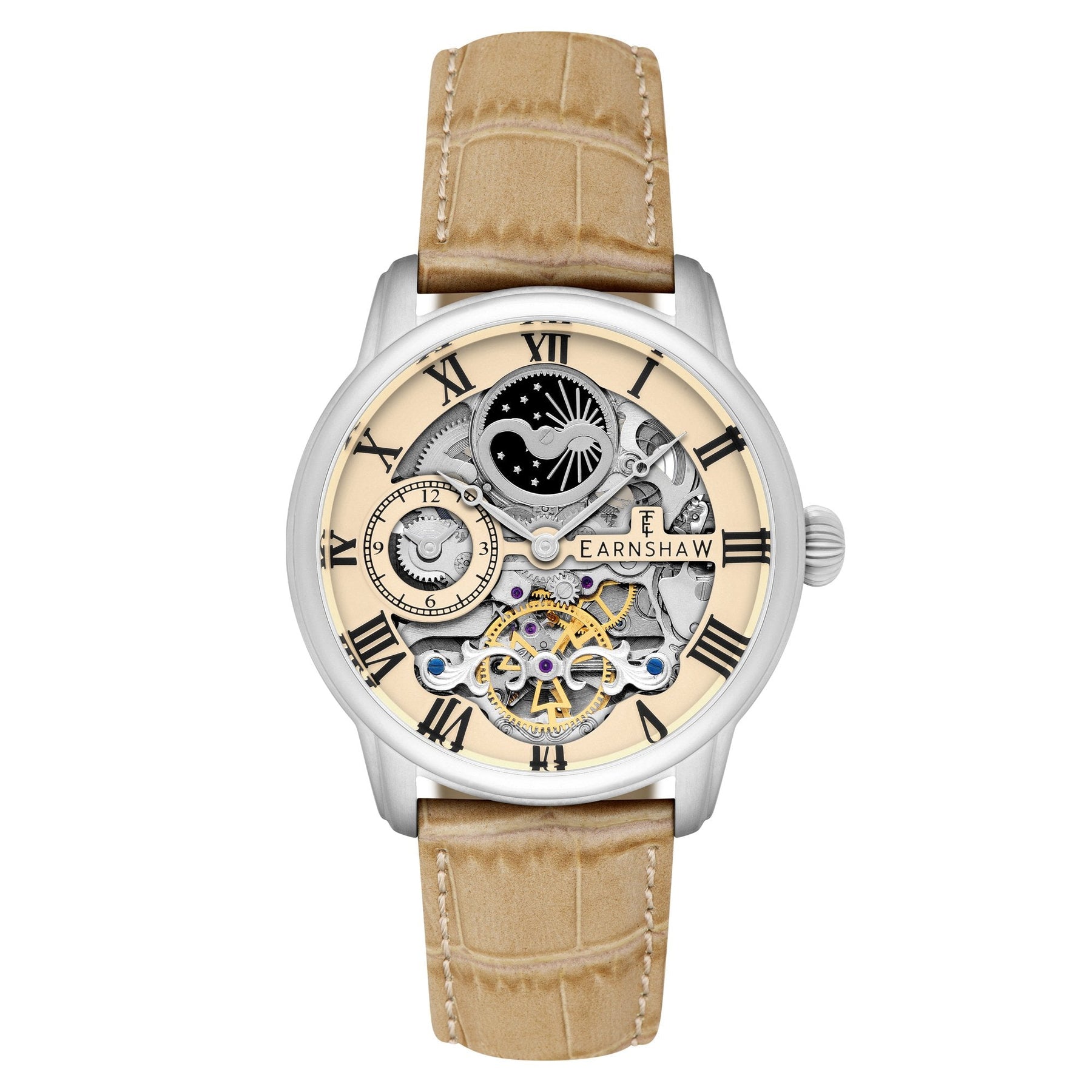 NWT Thomas Earnshaw Longitude Beige Dial Men\'s Watch Thomas Earnshaw Longitude Skeleton Automatic Watch 44mm Gold  main image 4