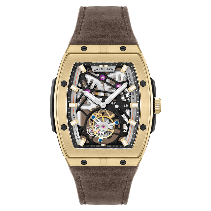 Thomas Earnshaw Motion Invincible Tourbillon Tonneau Limited Edition Aurum Gold angled shot picture