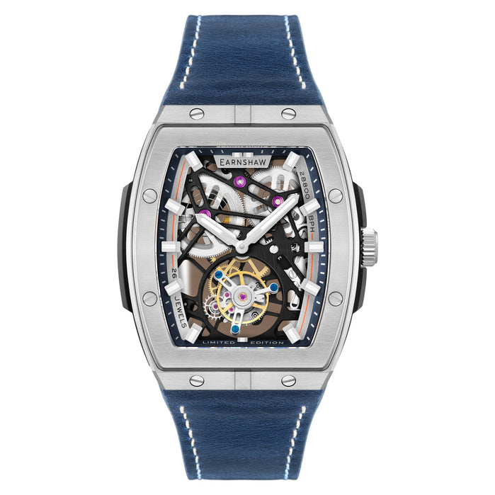 Thomas Earnshaw Motion Invincible Tourbillon Tonneau Limited Edition Regent Blue angled shot picture