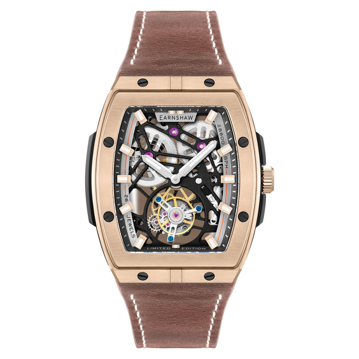 Thomas Earnshaw Motion Invincible Tourbillon Tonneau Limited Edition Rose Brown angled shot picture