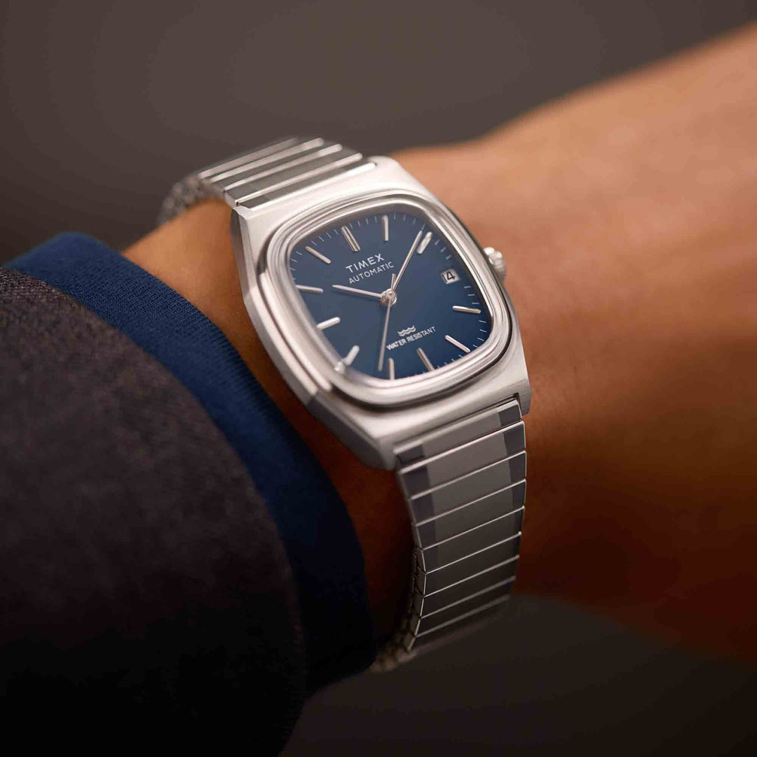 Timex 1983 E Line Automatic 34mm Blue SS | Watches.com