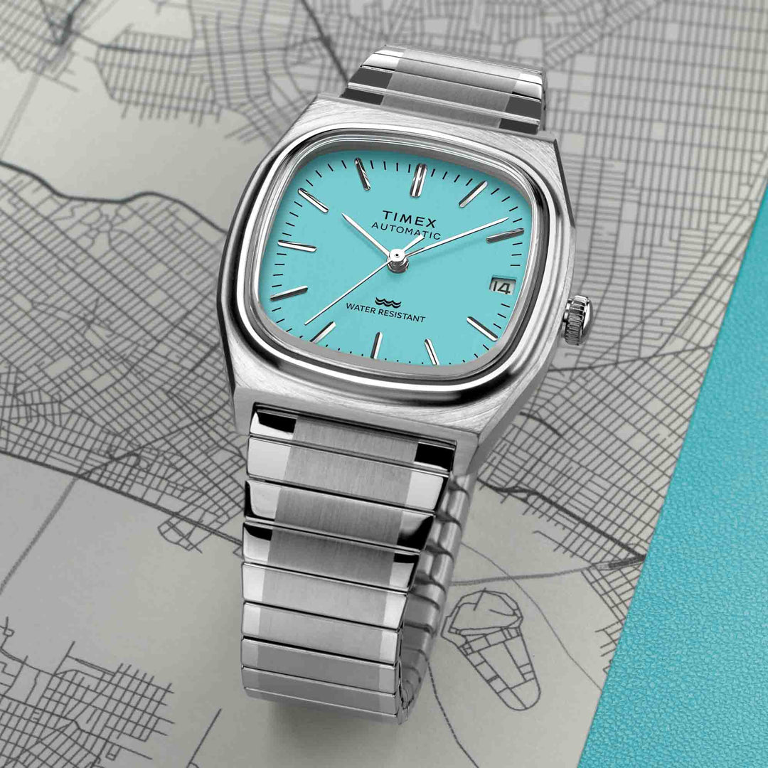 Timex 1983 E-Line Reissue Automatic 34mm Blue