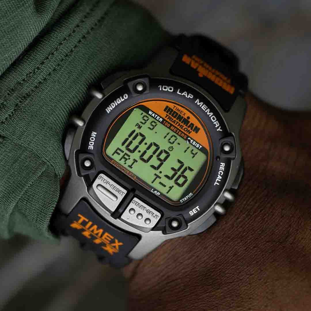 Timex Ironman Flix 100 Lap Digital 42mm Black Orange | Watches.com
