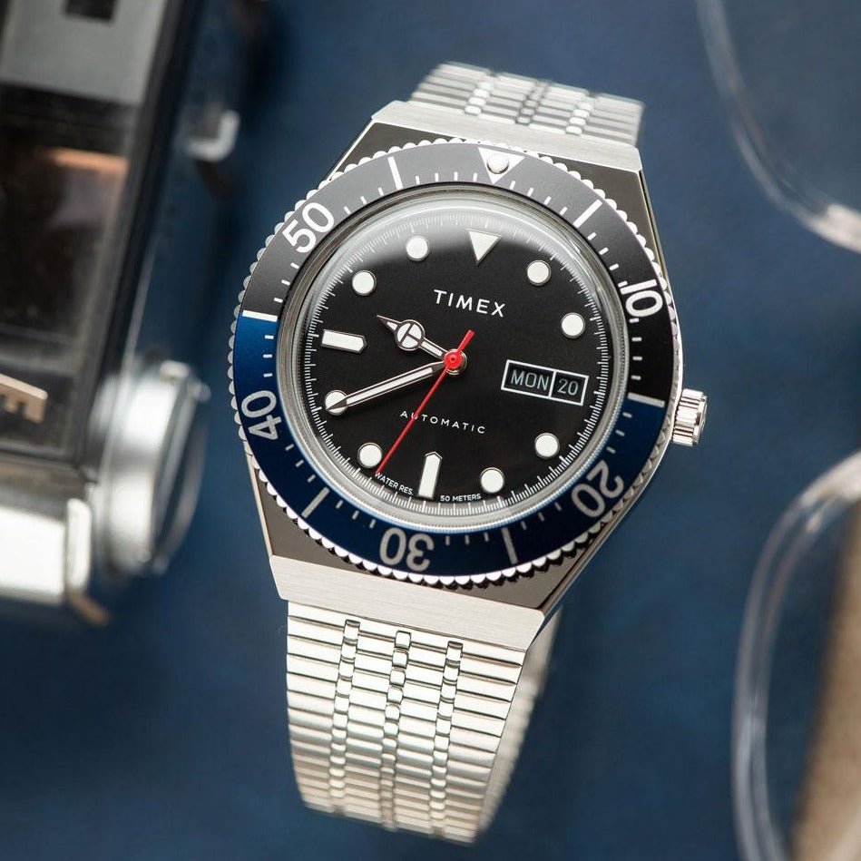 Timex M79 Automatic 40mm Silver Blue Black | Watches.com